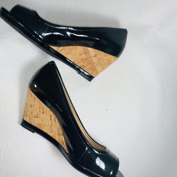 Arturo Chang Peep toe wedges black 8 - Picture 3 of 5